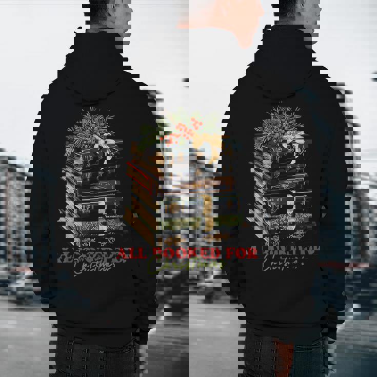 All Booked For Christmas Christmas Book Tree For Teacher For Men Women Kids Men&#x27;s Hoodie Back Print, novelty gifts, funny gifts