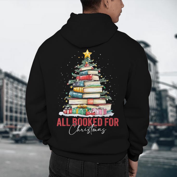 All Booked For Christmas Xmas Tree Teacher Holiday Pajamas Men's Hoodie Back Print, novelty gifts, funny gifts