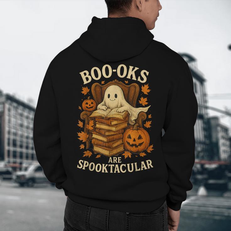 Books Are Spooktacular Ghost Book Reading Halloween Teachers Men's Hoodie Back Print, novelty gifts, funny gifts