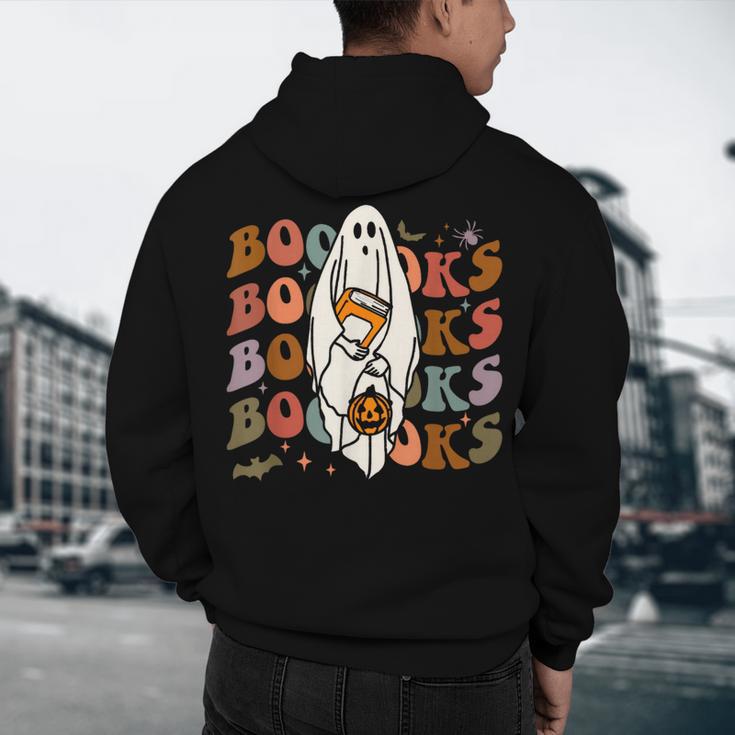 Booooks Ghost Halloween Groovy Vintage Teacher Book Reading Men's Hoodie Back Print, novelty gifts, funny gifts Booooks Ghost Halloween Groovy Vintage Teacher Book Reading Men's Hoodie Back Print, novelty gifts, funny gifts