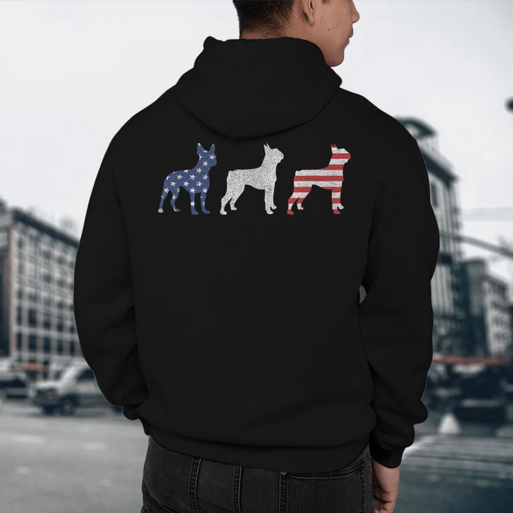 Boston Terrier 4th Of July Dog Patriotic USA Flag Man Woman Men's Hoodie Back Print, novelty gifts, funny gifts
