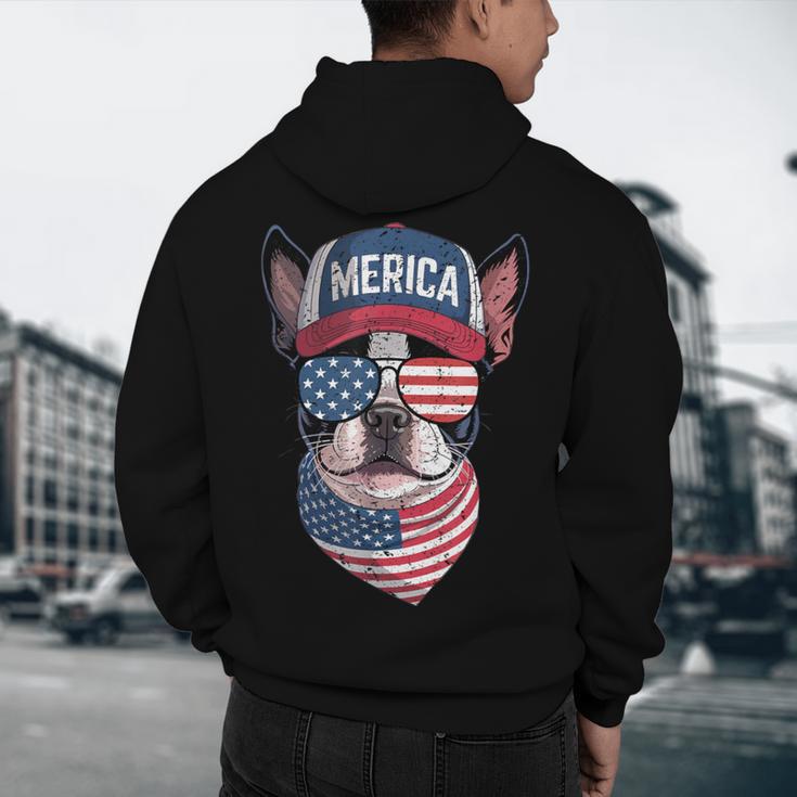 Boston Terrier 4th Of July US Merica Bostie Dog Patriotic For Men Women Kids Men's Hoodie Back Print, novelty gifts, funny gifts