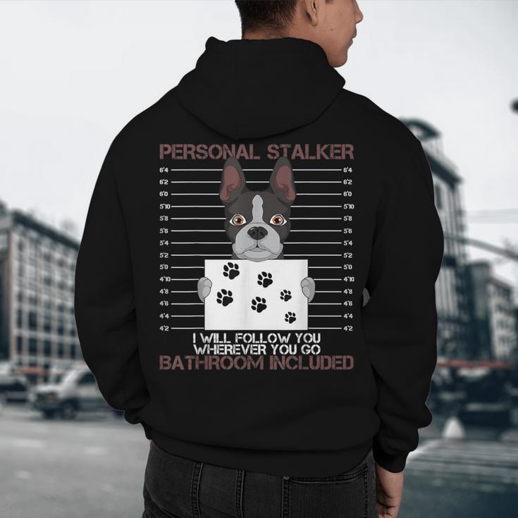 Boston Terrier American Gentleman Personal Stalker Dog Lover Men's Hoodie Back Print, novelty gifts, funny gifts
