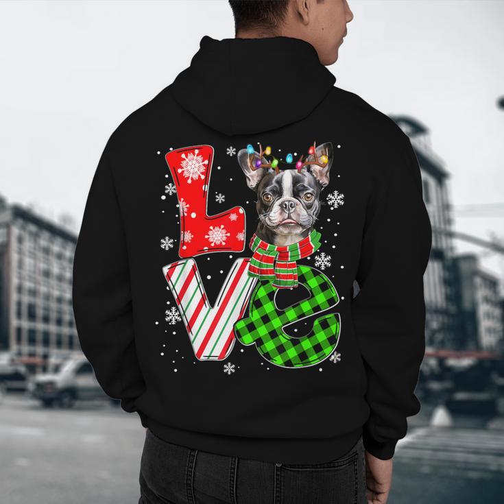 Boston Terrier Christmas Tree Lights Santa Dog Xmas For Men Women Kids Men's Hoodie Back Print, novelty gifts, funny gifts