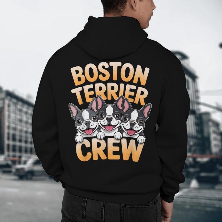 Boston Terrier Crew Cartoon For Dog Owner Pet Boston Terrier Men's Hoodie Back Print, novelty gifts, funny gifts