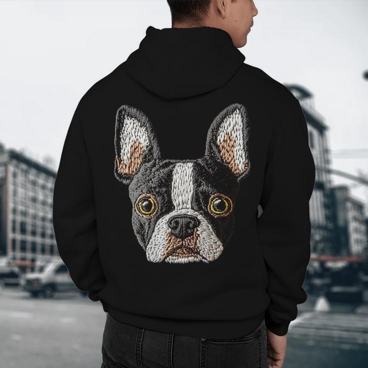 Boston Terrier Cute Puppy Face Dog Lover Pet Owner Men's Hoodie Back Print, novelty gifts, funny gifts