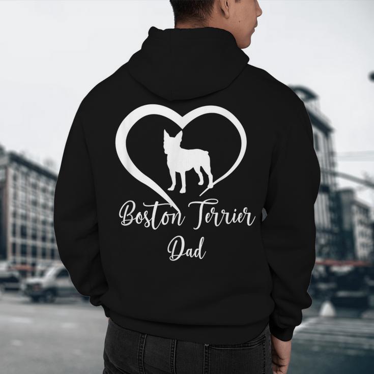 Boston Terrier Dad Cute Boston Terrier Silhouette Heart Men's Hoodie Back Print, novelty gifts, funny gifts