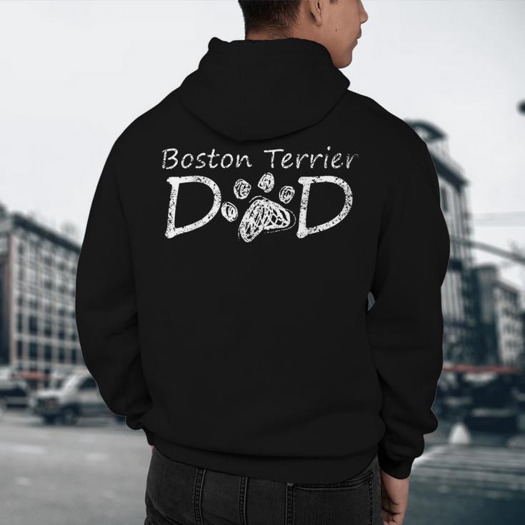 Boston Terrier Dad Dog Breed Daddy Owner Puppy Father Papa Men Women Men's Hoodie Back Print, novelty gifts, funny gifts