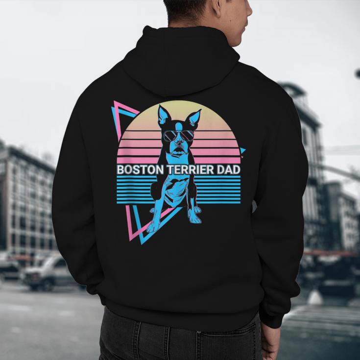 Boston Terrier Dad Retro Men's Hoodie Back Print, novelty gifts, funny gifts