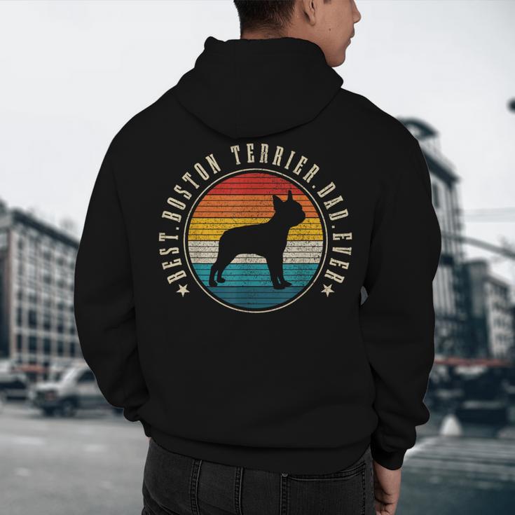 Boston Terrier Dad Retro Vintage Dog Bostie Dad Men Men's Hoodie Back Print, novelty gifts, funny gifts