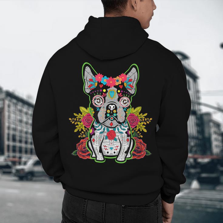 Boston Terrier Dia De Los Muertos Day Of The Dead Dog Skull For Men Women Kids Men's Hoodie Back Print, novelty gifts, funny gifts