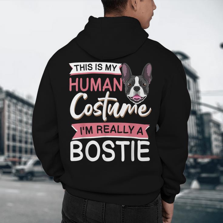 Boston Terrier Dog Bostie Halloween Costume Dog For Kids Men's Hoodie Back Print, novelty gifts, funny gifts