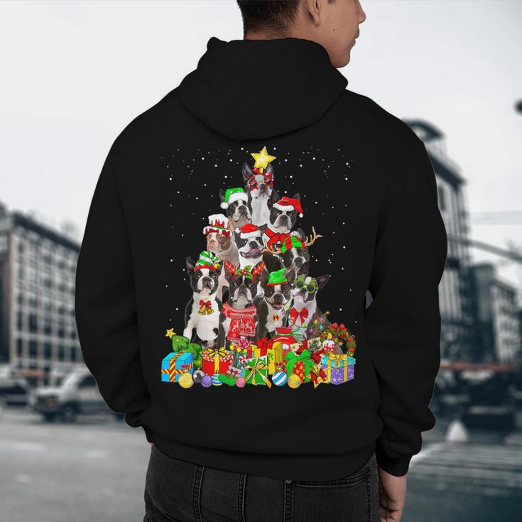 Boston Terrier Dog Christmas Tree Lights Xmas Pajama For Men Women Kids Men's Hoodie Back Print, novelty gifts, funny gifts