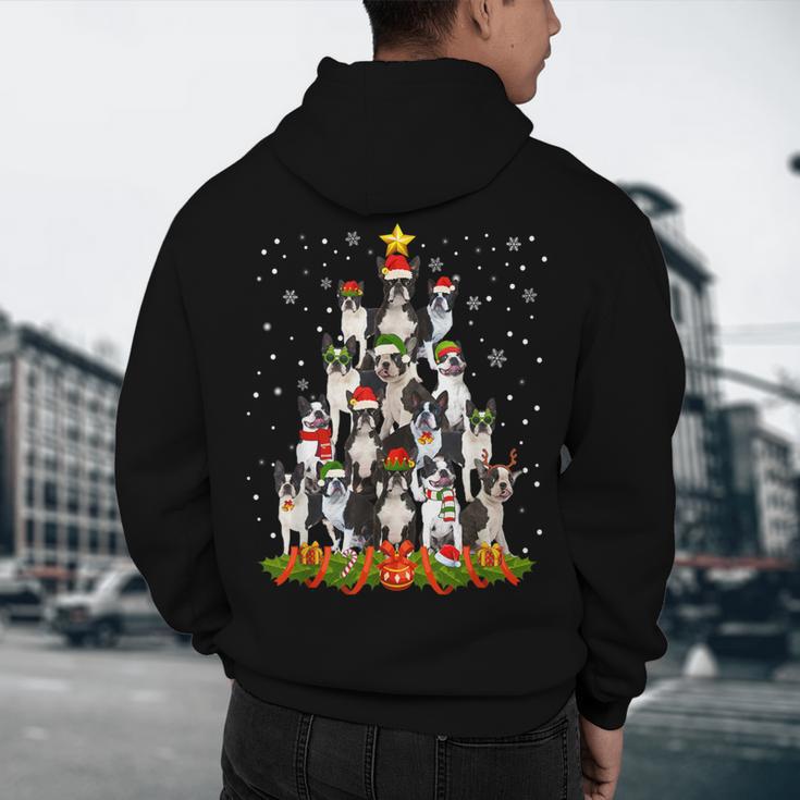 Boston Terrier Dog Christmas Tree Santa Hat Xmas Pajama Men Women Kids Men's Hoodie Back Print, novelty gifts, funny gifts