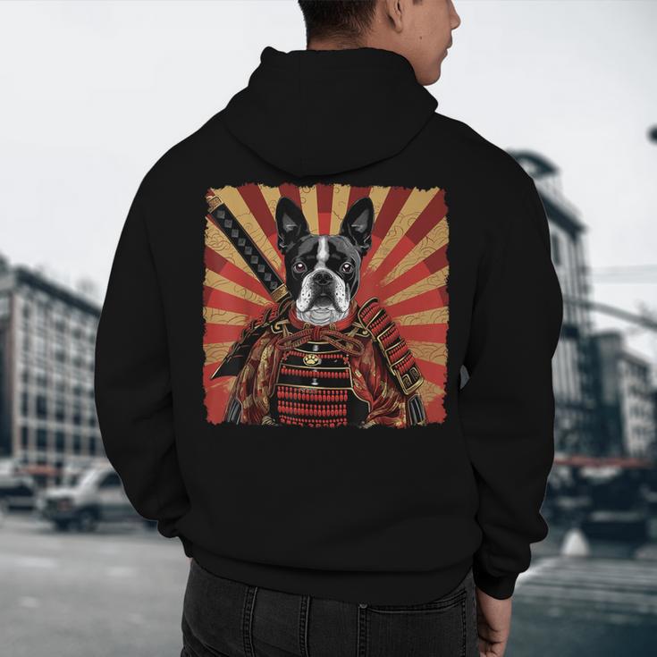 Boston Terrier Dog Japanese Art Samurai Ukiyo-e Men's Hoodie Back Print, novelty gifts, funny gifts