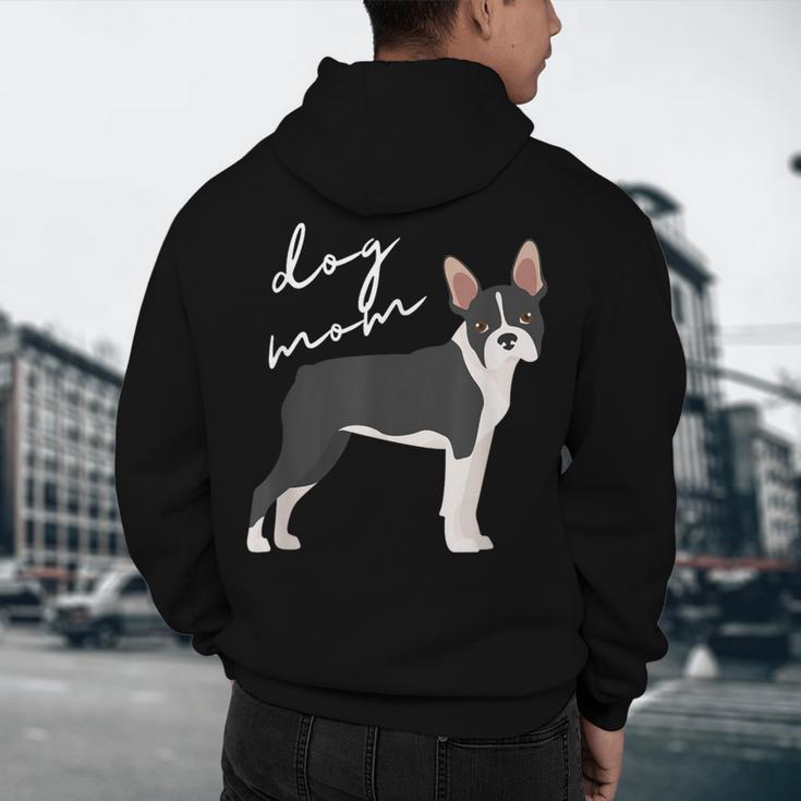 Boston Terrier Dog Mom Woman Women Men's Hoodie Back Print, novelty gifts, funny gifts