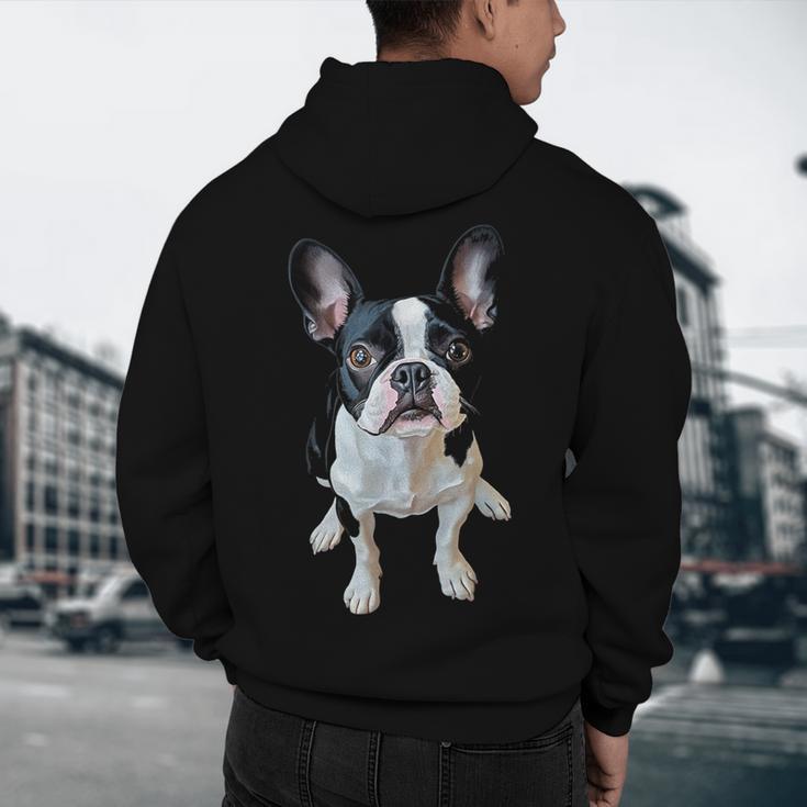Boston Terrier Dog Motif Pet Art Boston Terrier Men Women Kids Men's Hoodie Back Print, novelty gifts, funny gifts