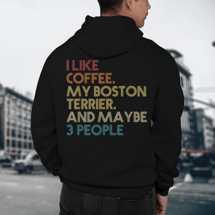 Boston Terrier Dog Owner Coffee Lovers Quote Vintage Retro For Men Women Men's Hoodie Back Print, novelty gifts, funny gifts