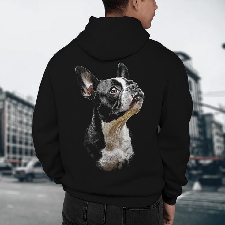 Boston Terrier Dog Graphic Pet Art Boston Terrier For Men Women Kids Men's Hoodie Back Print, novelty gifts, funny gifts