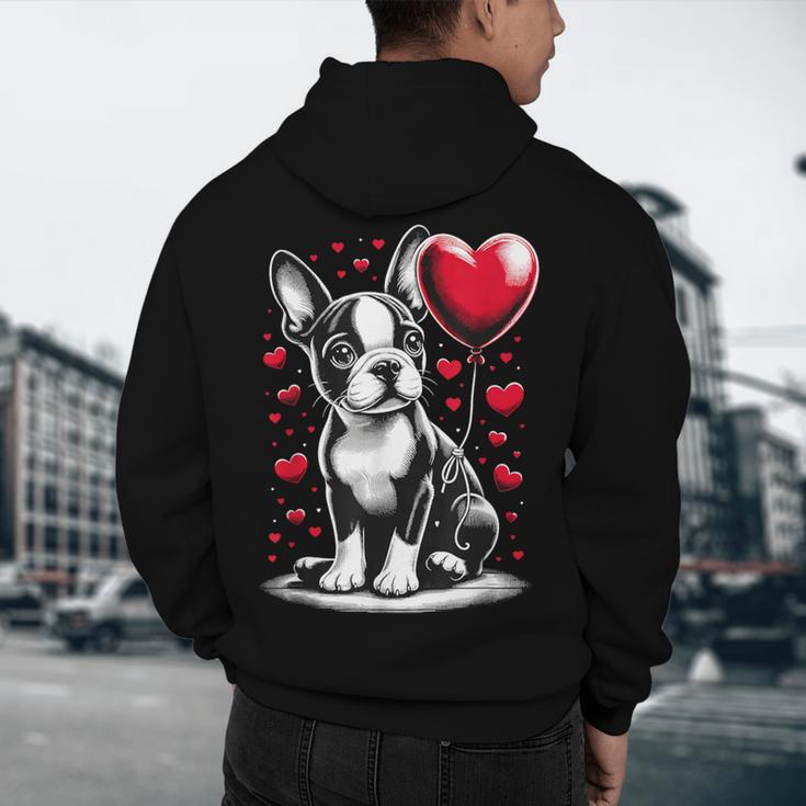 Boston Terrier Dog Valentine's Day Dog Owner Men's Hoodie Back Print, novelty gifts, funny gifts