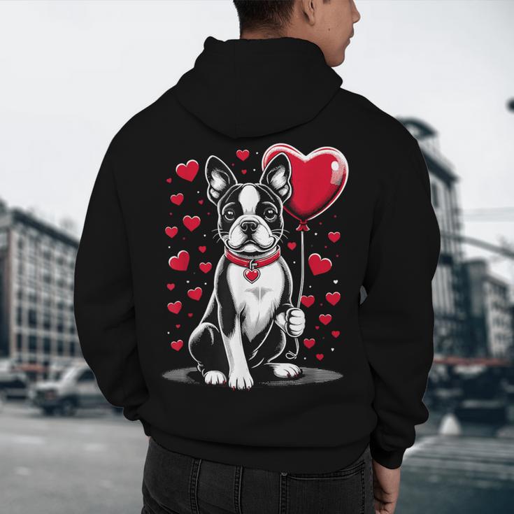 Boston Terrier Dog Valentine's Day Dog Owner Valentine Men's Hoodie Back Print, novelty gifts, funny gifts