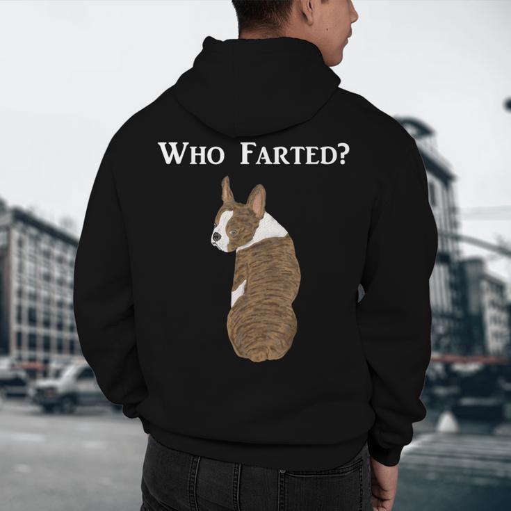 Boston Terrier Who Farted Men's Hoodie Back Print, novelty gifts, funny gifts