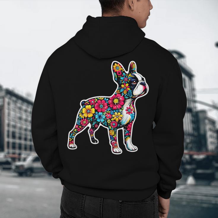 Boston Terrier Floral Vintage Dog Mom Distressed Men Women Kids Men's Hoodie Back Print, novelty gifts, funny gifts