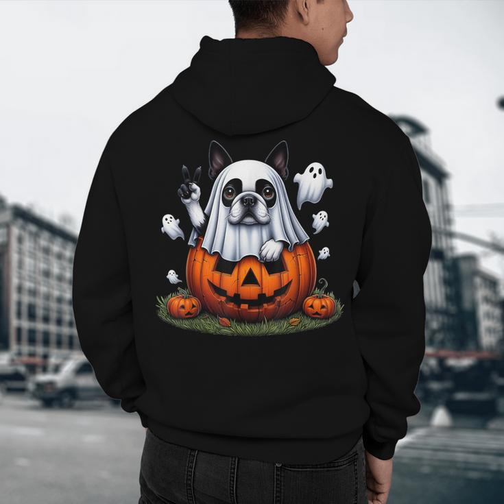 Boston Terrier Ghost Boo Halloween Kids Men's Hoodie Back Print, novelty gifts, funny gifts
