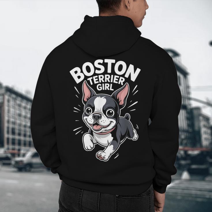 Boston Terrier Girl Cute Cartoon For Dog Owners Pet Terrier Men's Hoodie Back Print, novelty gifts, funny gifts