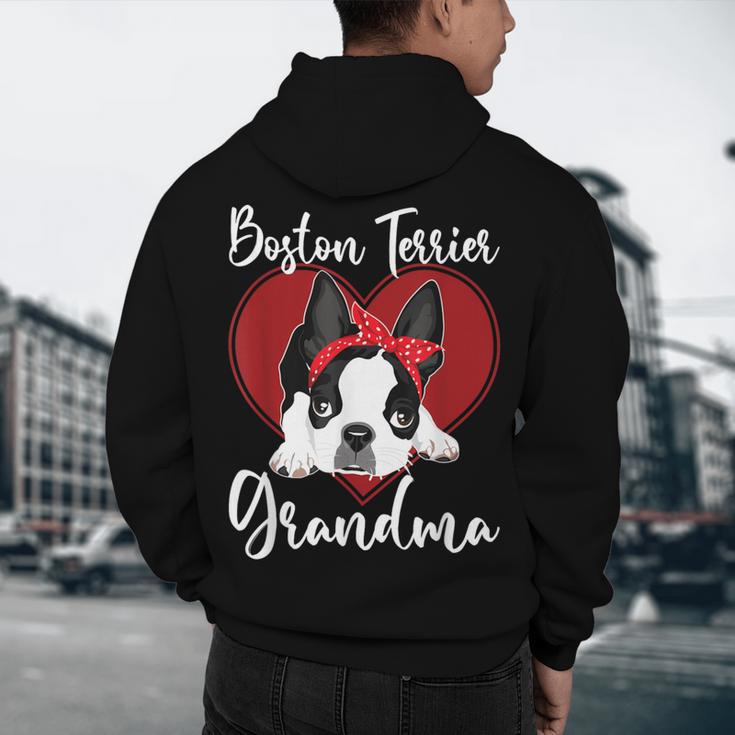 Boston Terrier Grandma Dog Owner Boston Terrier For Men Women Men's Hoodie Back Print, novelty gifts, funny gifts