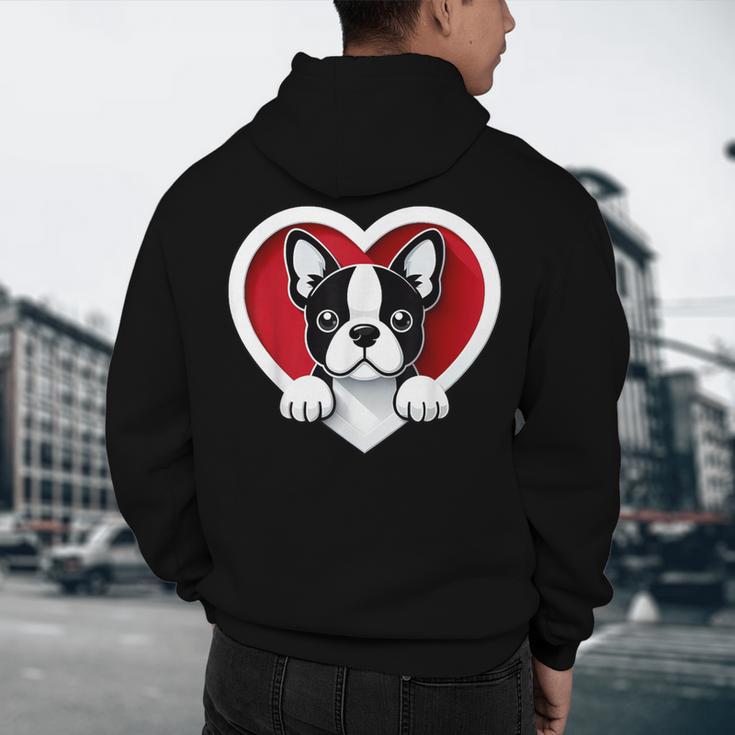 Boston Terrier Heart Cute Puppy Lover Or Dog Owner Men's Hoodie Back Print, novelty gifts, funny gifts