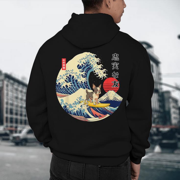 Boston Terrier Japanese Kanagawa Wave Surf Loyal Dog Men Women Kids Men's Hoodie Back Print, novelty gifts, funny gifts