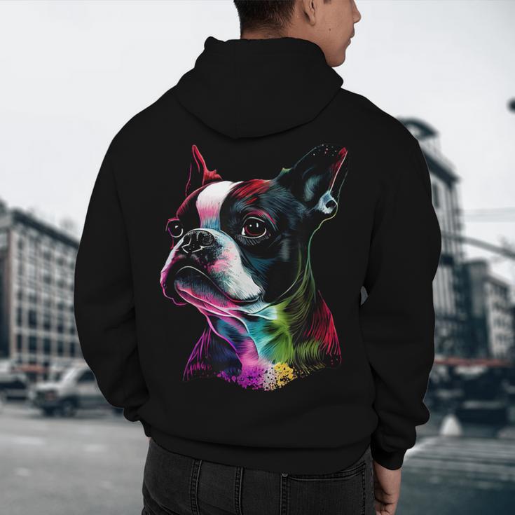 Boston Terrier Lovers Colorful Pop Art Boston Terrier Men's Hoodie Back Print, novelty gifts, funny gifts