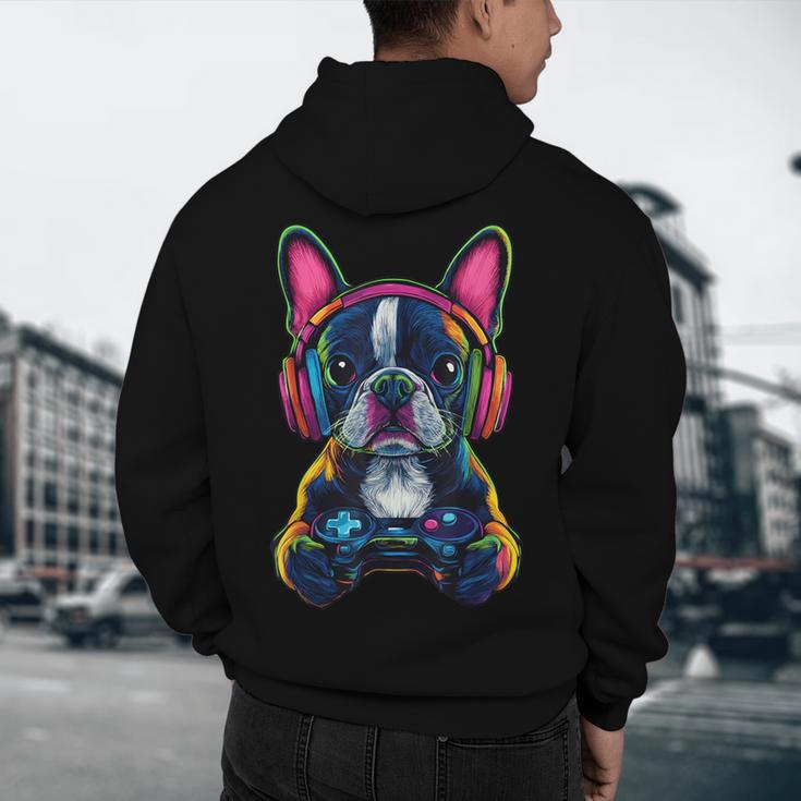 Boston Terrier Lovers Gaming Headphones Boston Terrier Men's Hoodie Back Print, novelty gifts, funny gifts