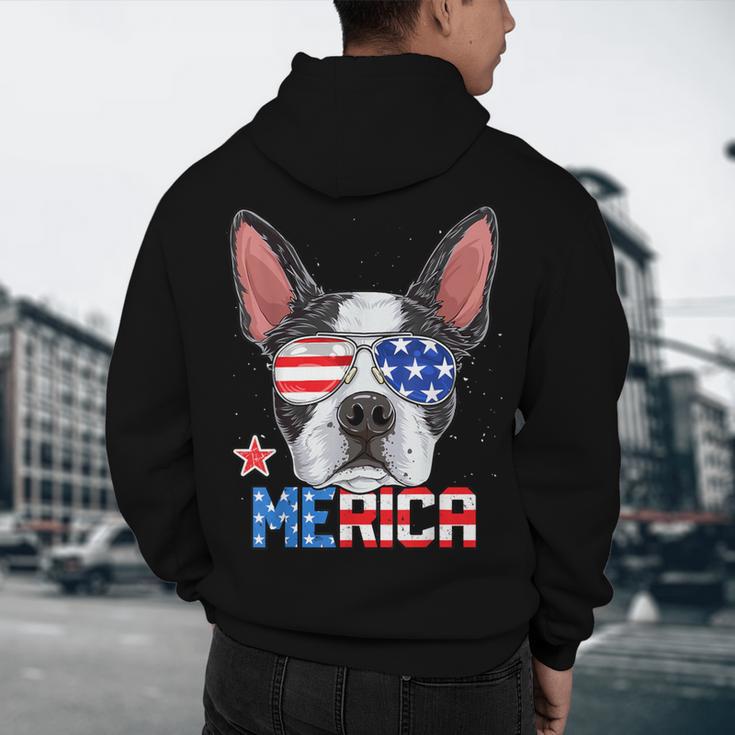 Boston Terrier Merica 4th Of July T Shirt Men Boys Dog Puppy Men's Hoodie Back Print, novelty gifts, funny gifts