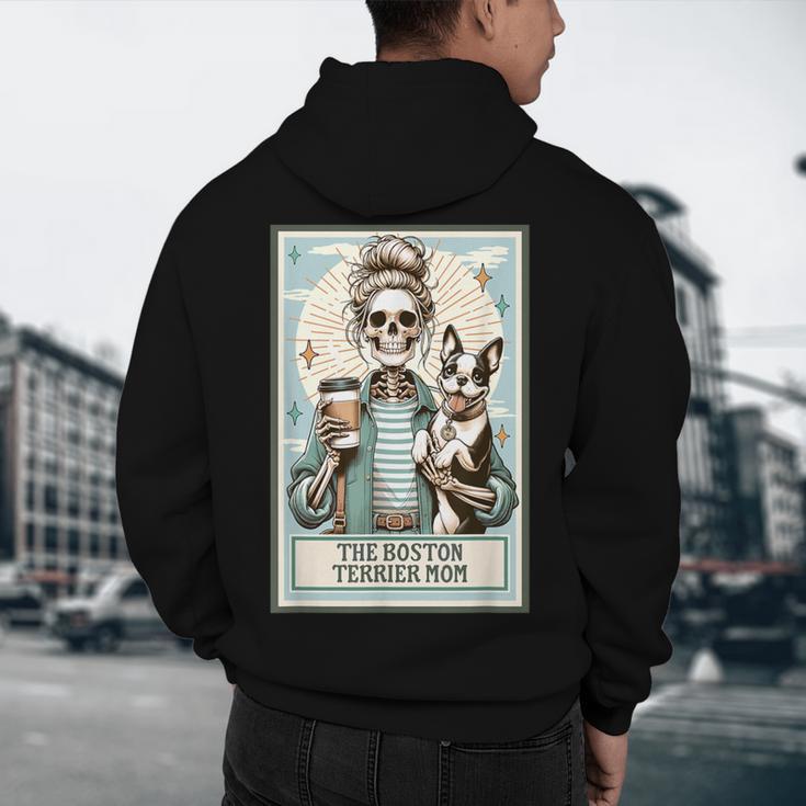 The Boston Terrier Mom Skeleton Spooky Season Halloween Men's Hoodie Back Print, novelty gifts, funny gifts