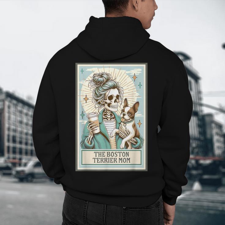 Boston Terrier Mom Skeleton Tarot Card Witch Vibes Dog Mom Men's Hoodie Back Print, novelty gifts, funny gifts