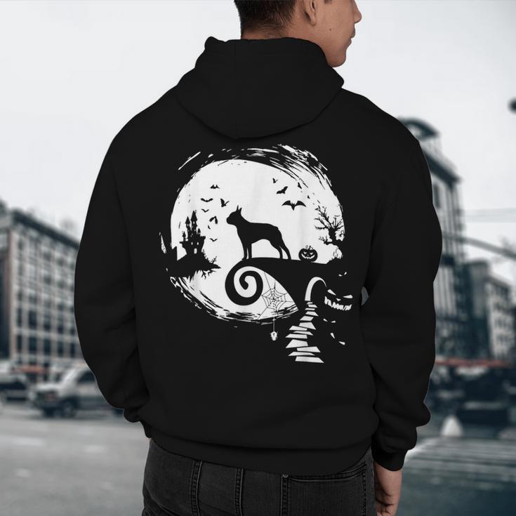 Boston Terrier And Moon Halloween Costume Dog Lover Men's Hoodie Back Print, novelty gifts, funny gifts