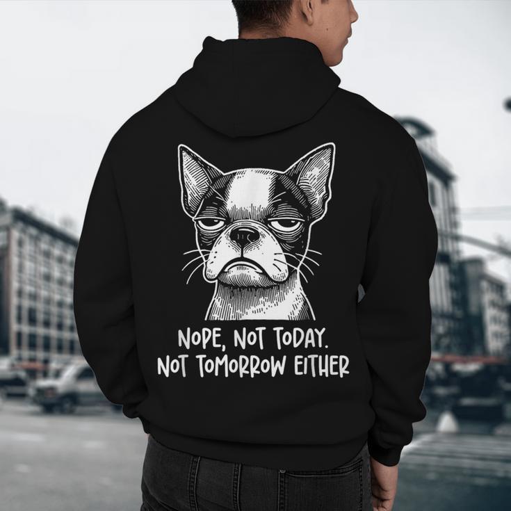 Boston Terrier Nope Not Today Not Tomorrow Either Sarcastic Men's Hoodie Back Print, novelty gifts, funny gifts