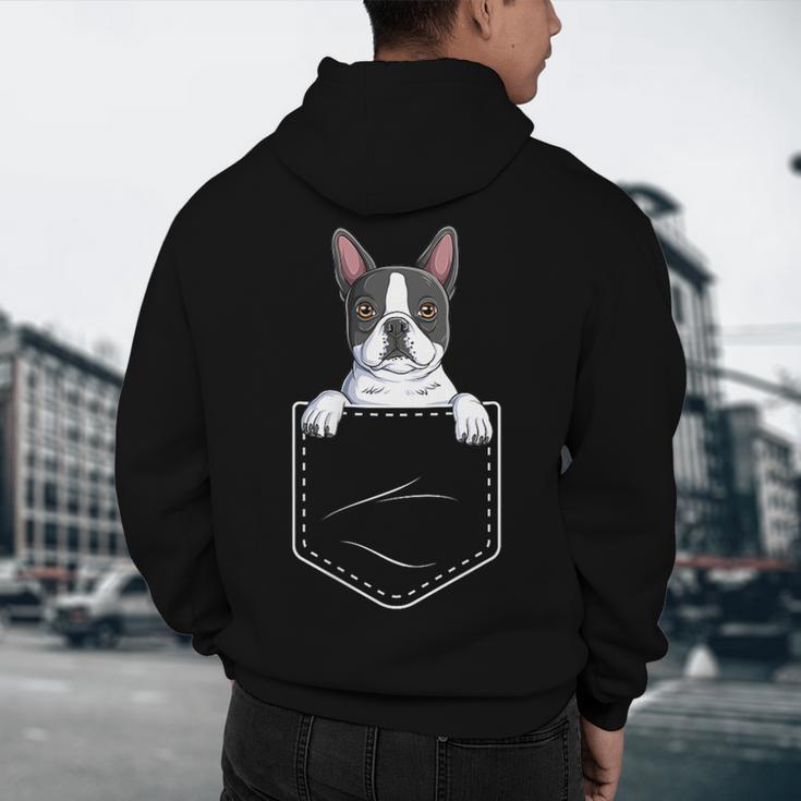 Boston Terrier In The Pocket Cute Boston Terrier Dog Lovers For Men Women Girls Kids Men's Hoodie Back Print, novelty gifts, funny gifts
