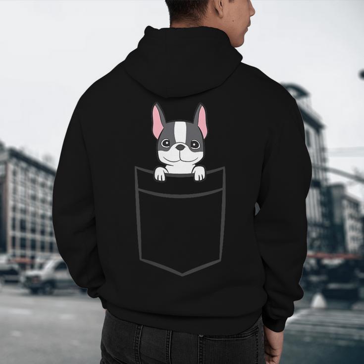 Boston Terrier In The Pocket Cute Boston Terrier Dog For Men Women Girls Kids Men's Hoodie Back Print, novelty gifts, funny gifts