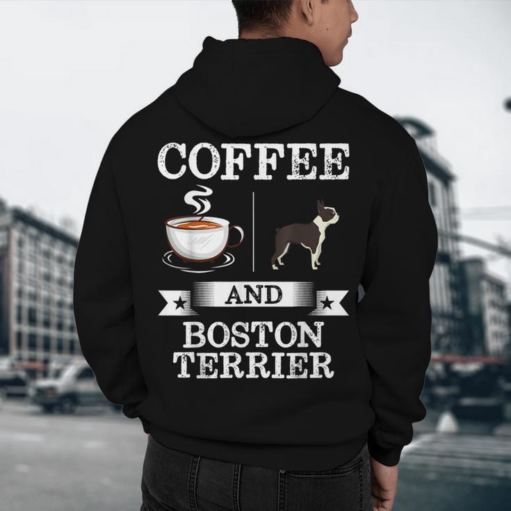 Boston Terrier Shirt Coffee And Boston Terrier Cute Dog For Men Women Girls Kids Men's Hoodie Back Print, novelty gifts, funny gifts