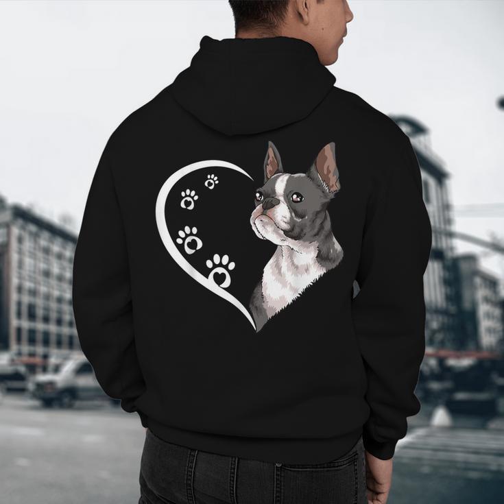 Boston Terrier Shirts For Women Girls Kids Heart Cute Men's Hoodie Back Print, novelty gifts, funny gifts