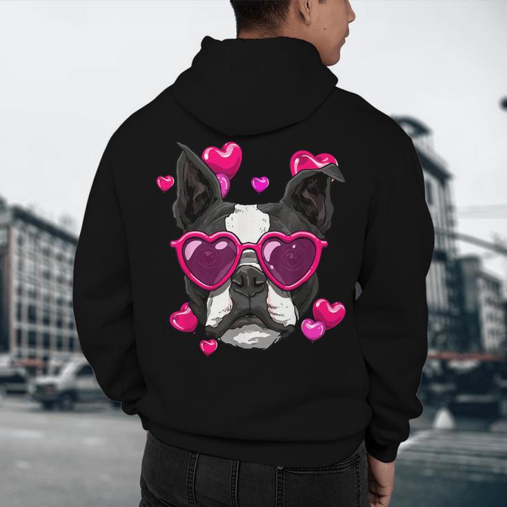 Boston Terrier Valentines Day Shirt Heart Dog Lover Men's Hoodie Back Print, novelty gifts, funny gifts