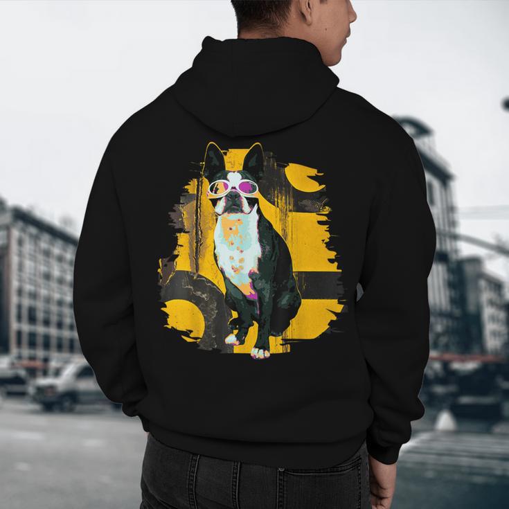 Boston Terrier s Mid-Century Modern Art s Street Grunge Men's Hoodie Back Print, novelty gifts, funny gifts