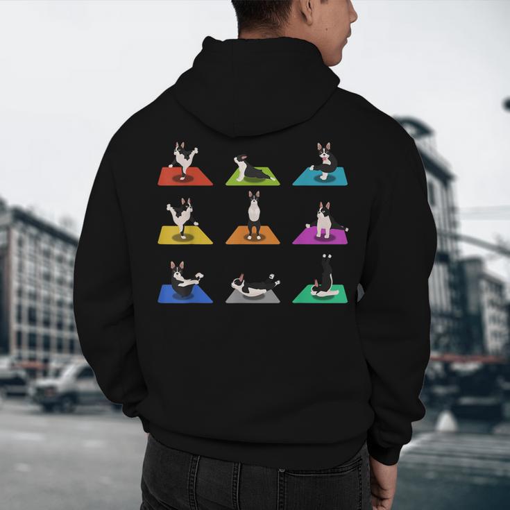 Boston Terriers Yoga Asana Pose And Meditation Men's Hoodie Back Print, novelty gifts, funny gifts