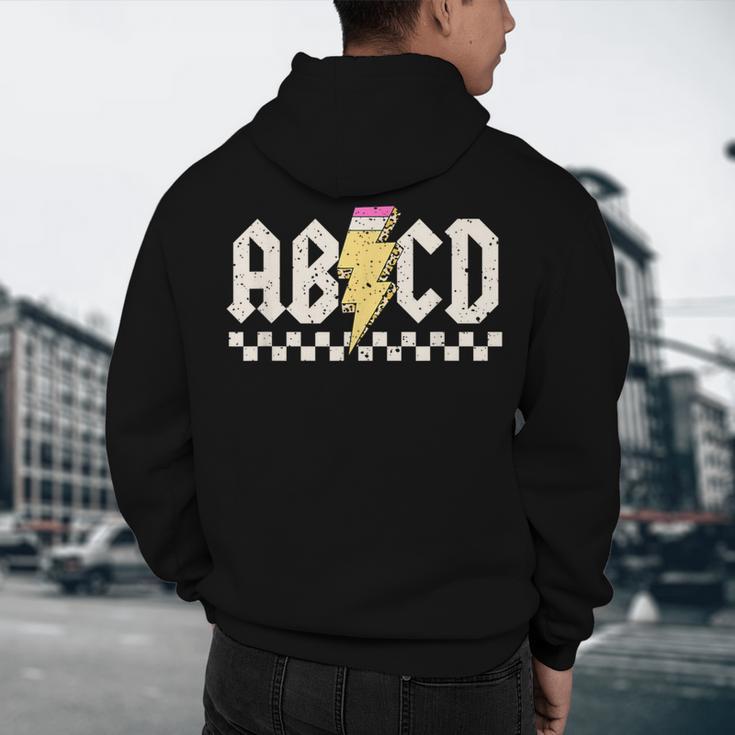 Boys Girls Teachers ABCD Rock Graphic Back To School Class Men's Hoodie Back Print, novelty gifts, funny gifts