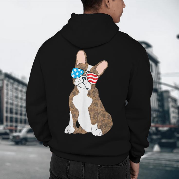 Brindle Boston Terrier Dog Patriotic Shirt USA Flag Men's Hoodie Back Print, novelty gifts, funny gifts
