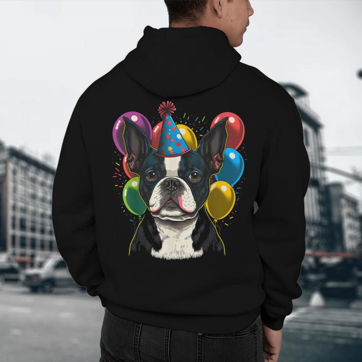 Celebration Event Birthday Party Boston Terrier Men's Hoodie Back Print, novelty gifts, funny gifts
