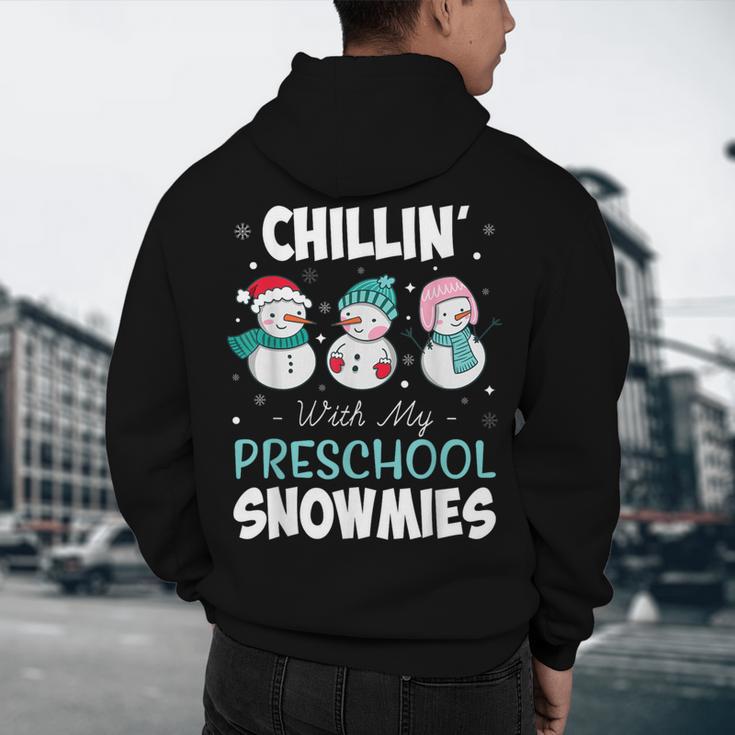 Chillin' With My Preschool Snowmies Teacher Christmas Men Women Kids Men's Hoodie Back Print, novelty gifts, funny gifts